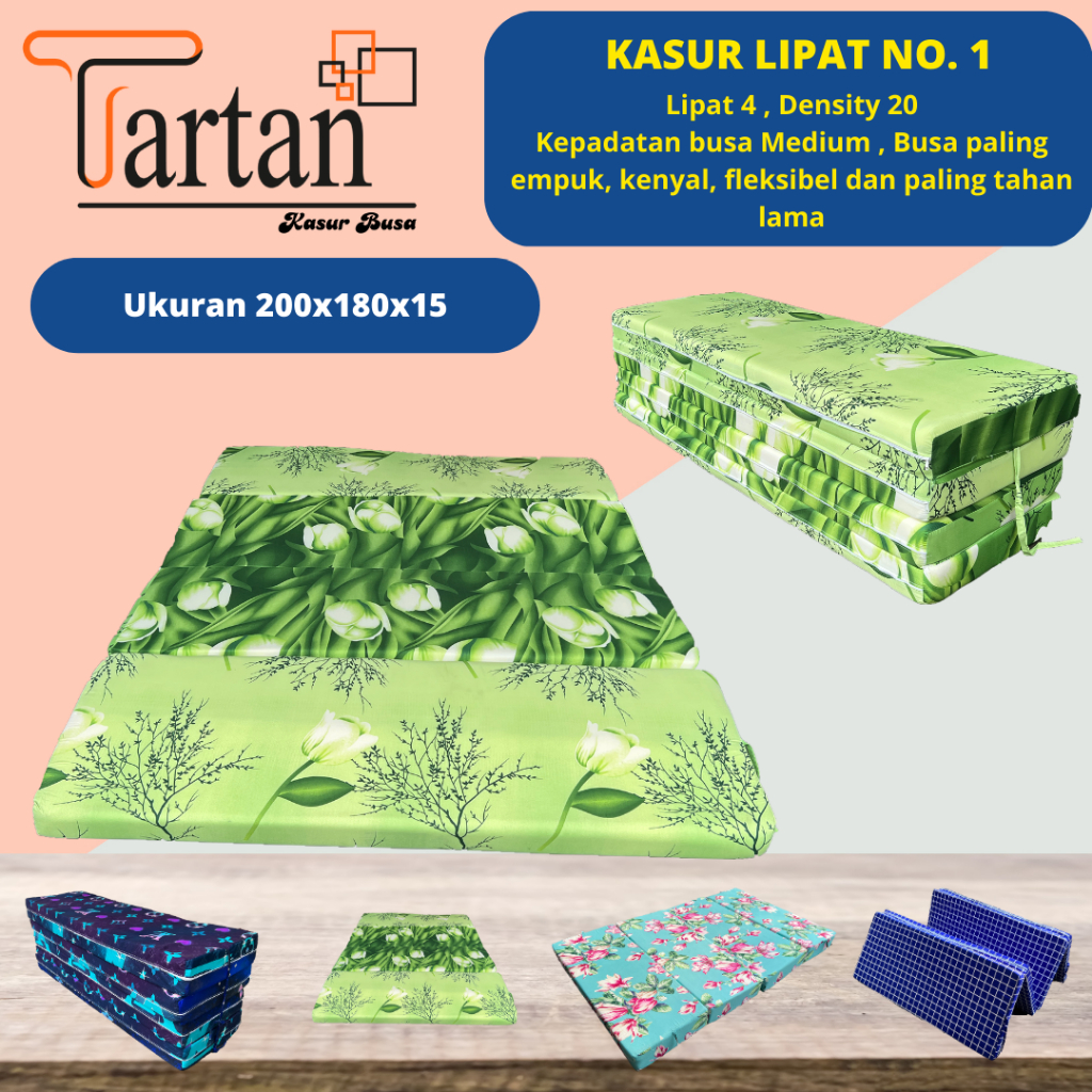 Kasur Busa Lipat TARTAN D20 Ukuran 200x180x15 Garansi 15 Tahun Jaminan Anti Kempes