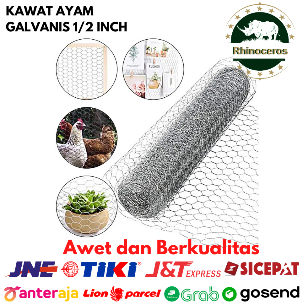 Kawat Ayam Kandang Taman Galvanis Hexagonal Chicken Wire Mess 1/2inch