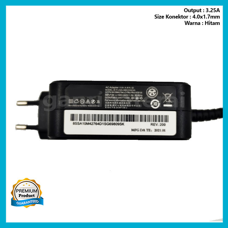 Adaptor Charger Lenovo Ideapad 100 100S 110 310 510 510S 710s yoga 710 510 3.25a 4.0x1.7mm