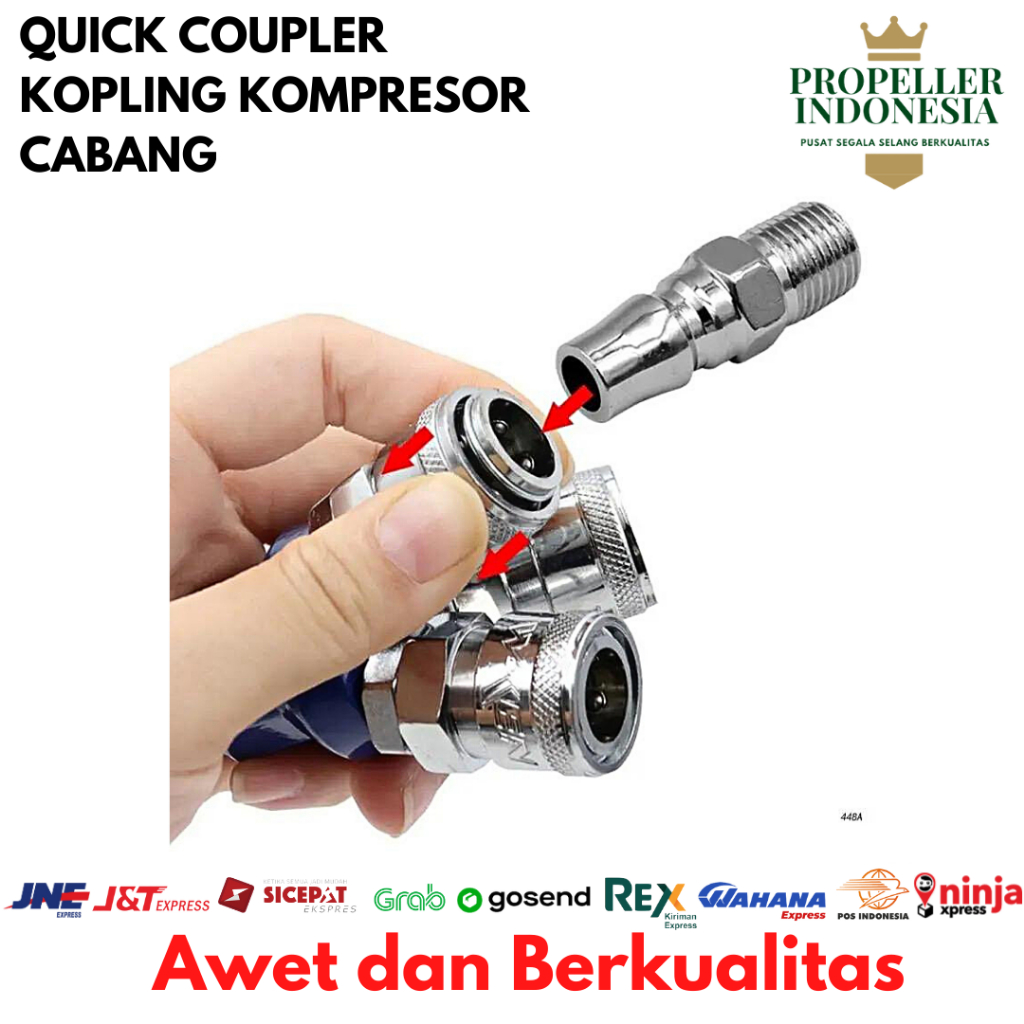 Quick Coupling Cabang Coupler Kopler Sambungan Kompresor 2 Way 3 Way