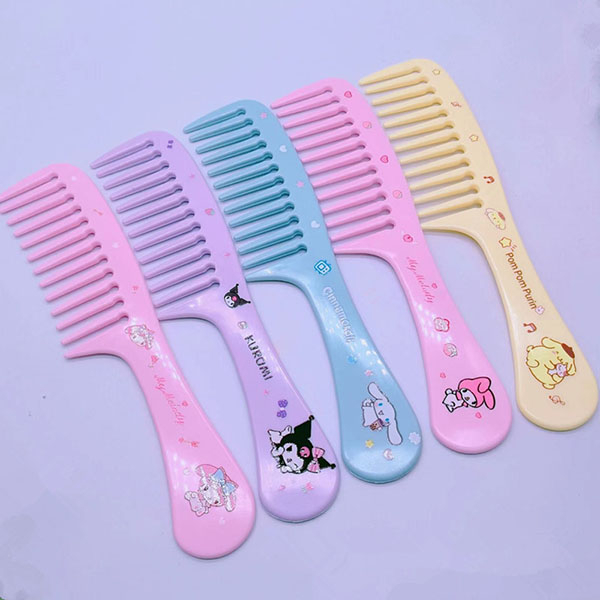 Sisir Rambut Fancy Karakter Kartun Renggang Rapat Warna Motif Garis / Sisir Gagang Besar Gigi Jarang Murah / TV-119