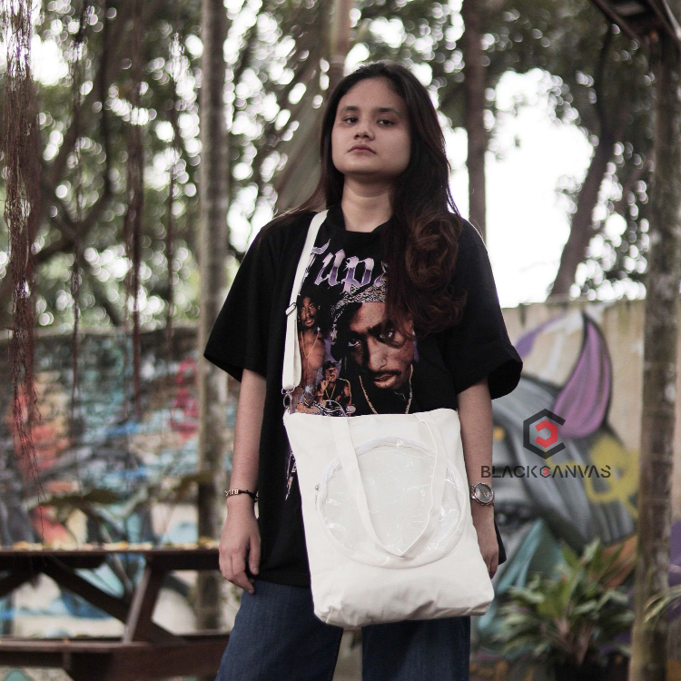 Tas Selempang + Tote Bag Transparan HITAKA.id Canvas Premium 100% Cotton