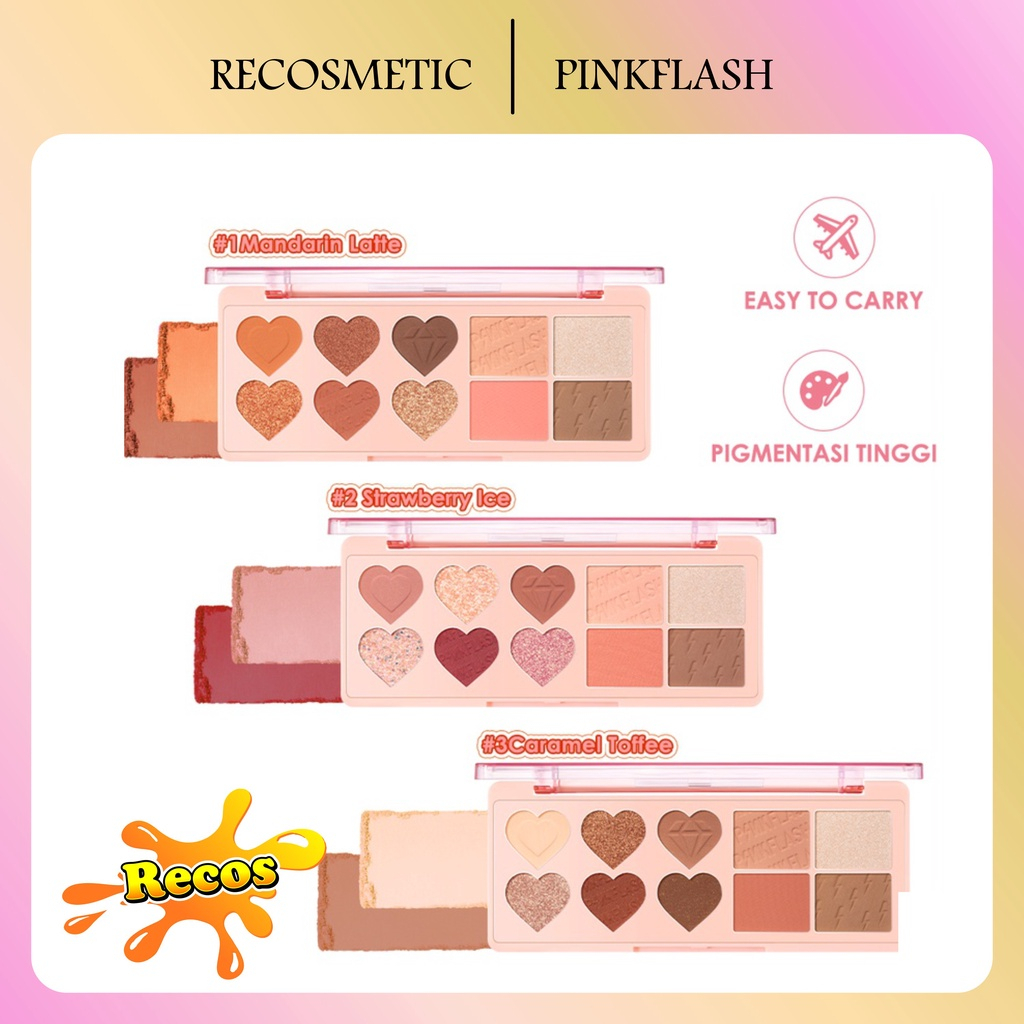 PINKFLASH Multi Face Palette - OhMyLove Multiple Face Palette Eye shadow Blush Highlighter Contour 3 Colors - PINK FLASH PF M02