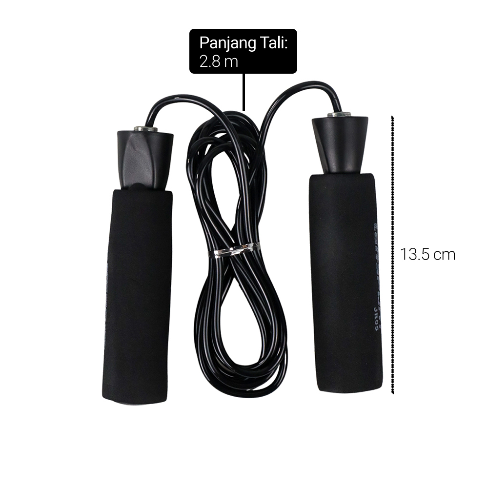 Lompat Tali Skipping Speed Jump Rope Sports Weight Exercise - Black