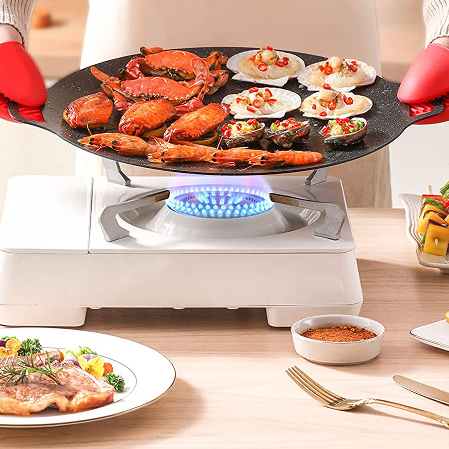 Wajan Panggangan Grill Pan Korea Datar Anti Lengket Ukuran 34cm Korea Marble Non Stick Multi GUna