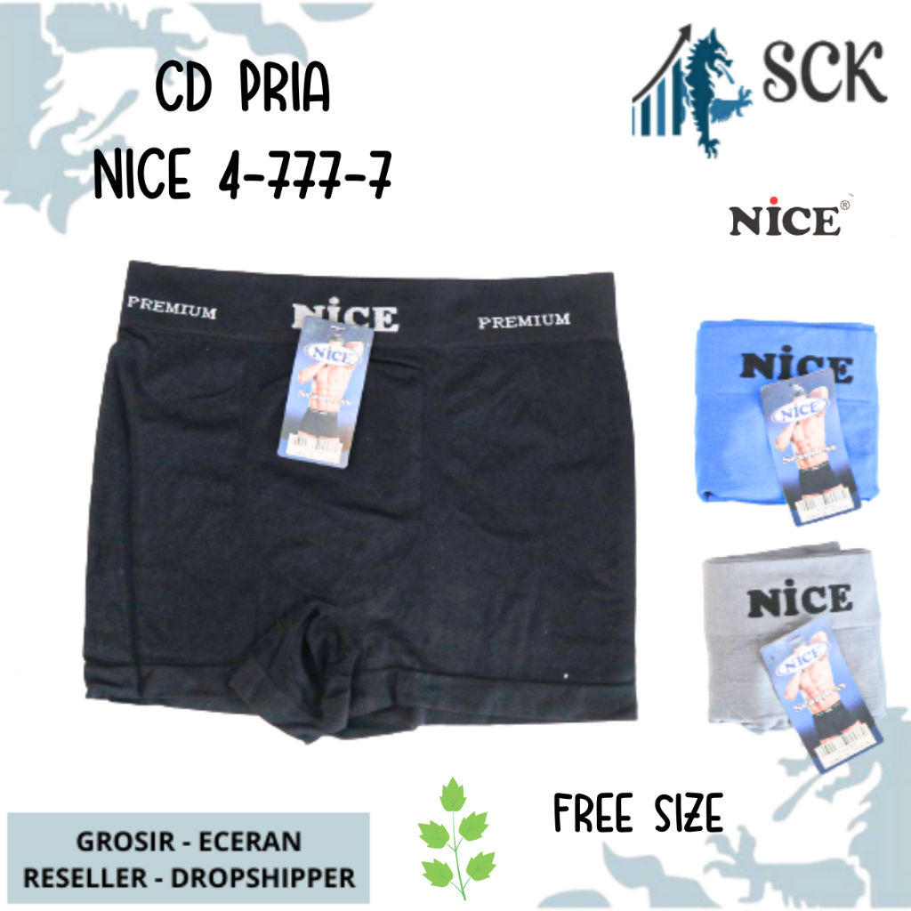 CD Pria NICE 4777-7 Model BOXER Bahan Katun Premium / Celana Dalam Pria Boxer model Sporty katun SIZE M L XL - sckmenwear GROSIR