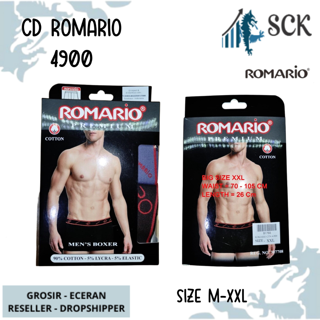 [ISI 2] CD Pria ROMARIO 4900 Model Boxer Bahan Katun / Celana Dalam Pria Boxer Katun Halus- ROMARIO 4-900