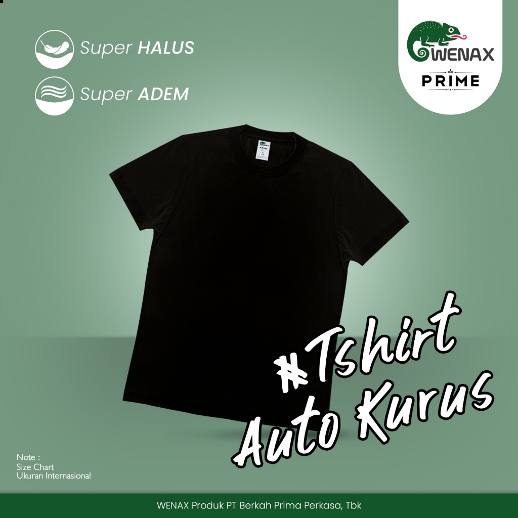 Tshirt hitam WENAX PRIME  , Baju Kaos Polos Kasual Hitam Auto Kurus