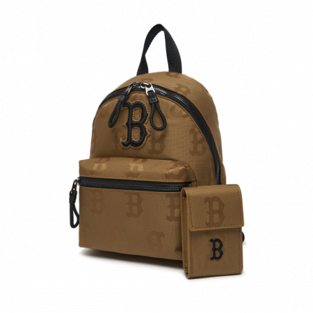 MLB Boston Redsox Monogram Nylon Jacquard Mini Backpack Brown