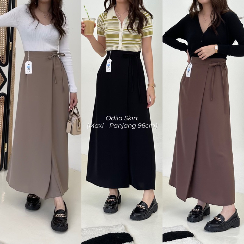 SIVALI Odila Skirt 803/804 - Polyester Skirt Anti Kusut - Midi Maxi Korean Loose Skirt - Rok Wanita