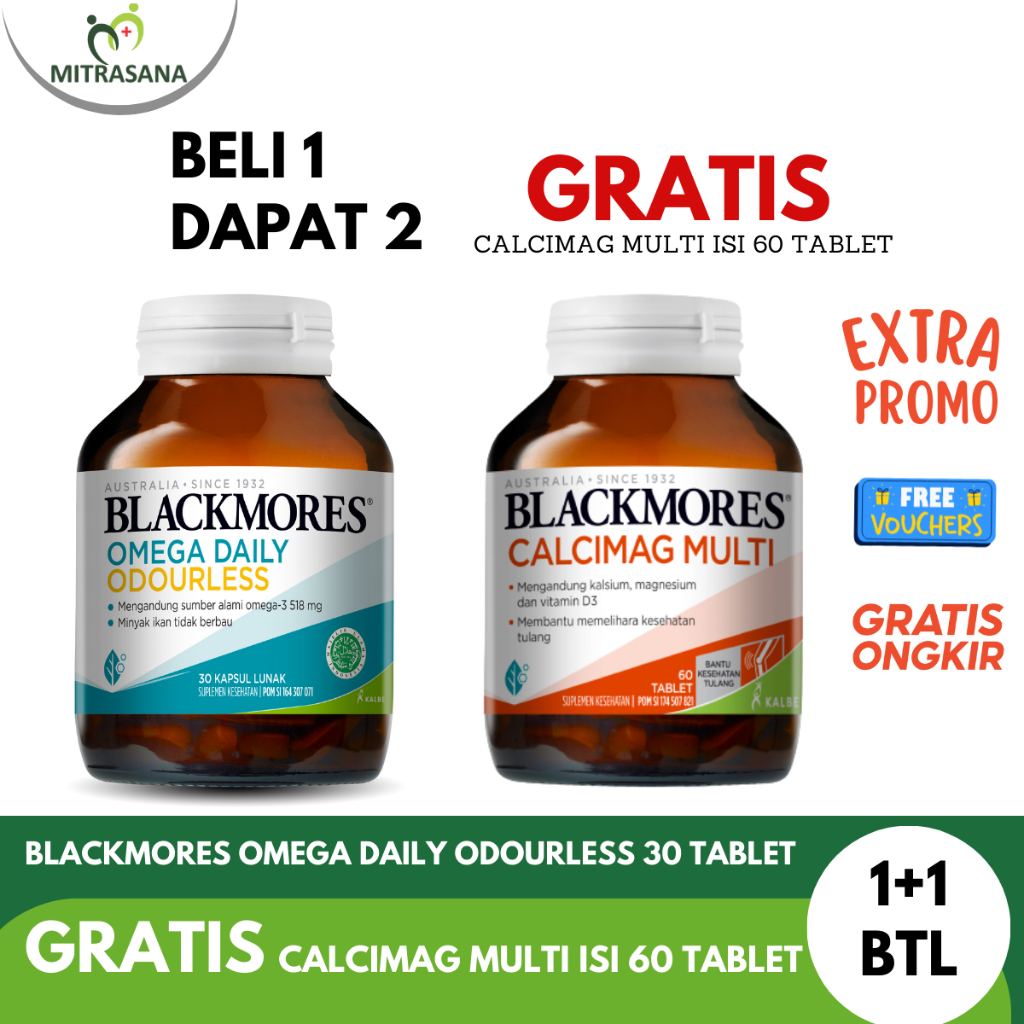 Blackmores Omega Daily Odourless 30 Kapsul Gratis Blackmores Calcimag Multi 60 Tablet