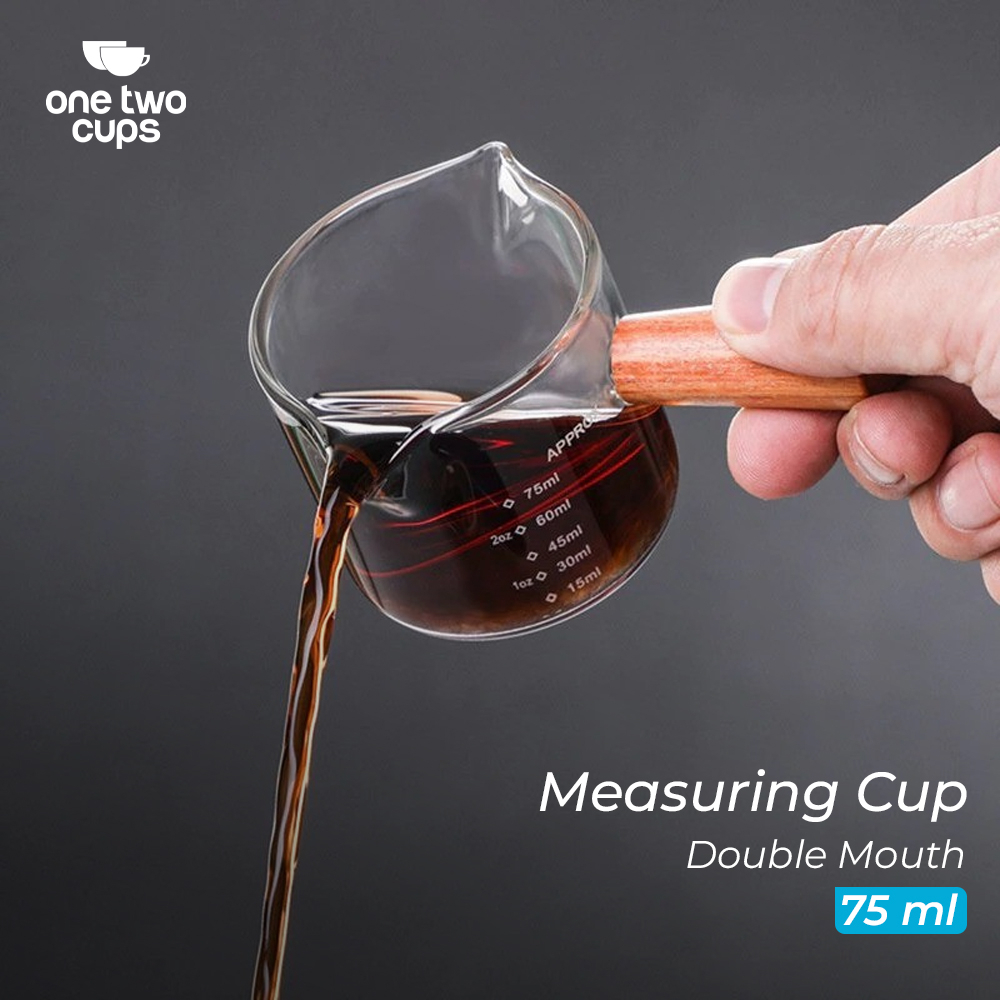 [PROMO] GELAS TAKAR KOPI TEH One Two Cups Gelas Takar Espresso Measuring Cup Double Mouth 75 ml - S0