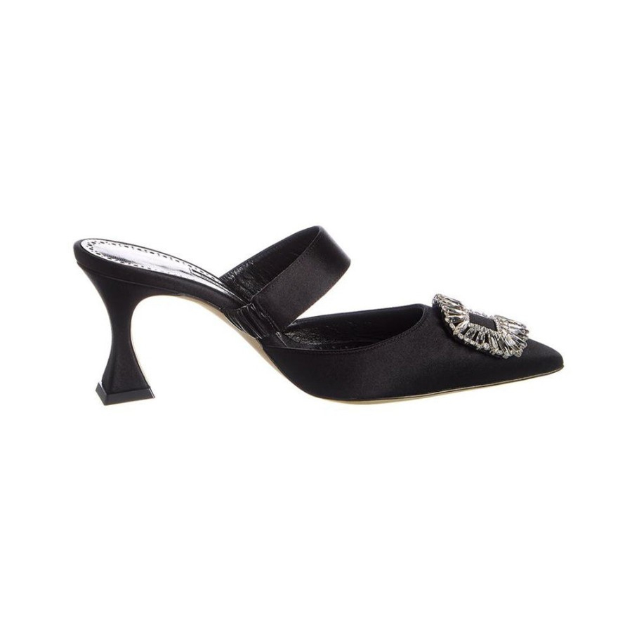 Ma no lo Blah nik Scapetamu 70 Mules Heels Crystal Embellished Black