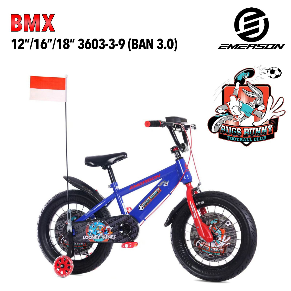 sepeda bmx anak cowok EMERSON 12 BAN JUMBOO 12X3.0 MUSIK