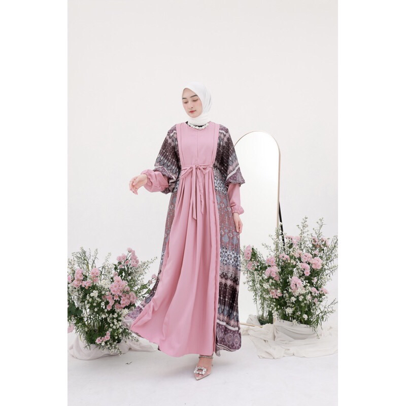ZEFARA GAMIS SYARI LEBARAN CANTIK CASUAL MAXI DRESS MOTIF BATIK MURAH BUSUI FRIENDLY MURAH BISA COD 