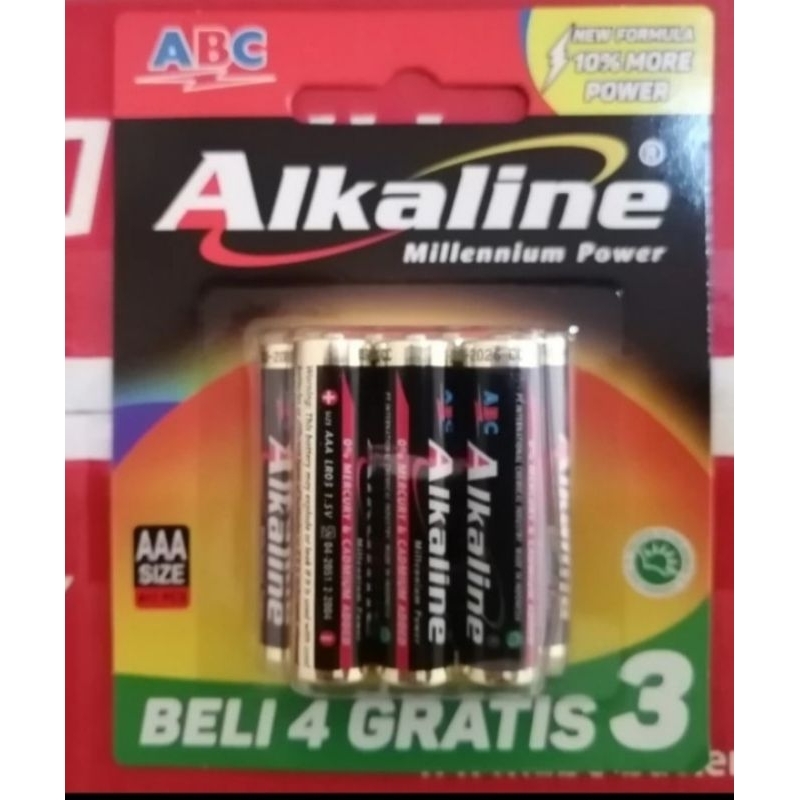 Batterai ABC Alkaline AAA/A3 IsI 7 Butir