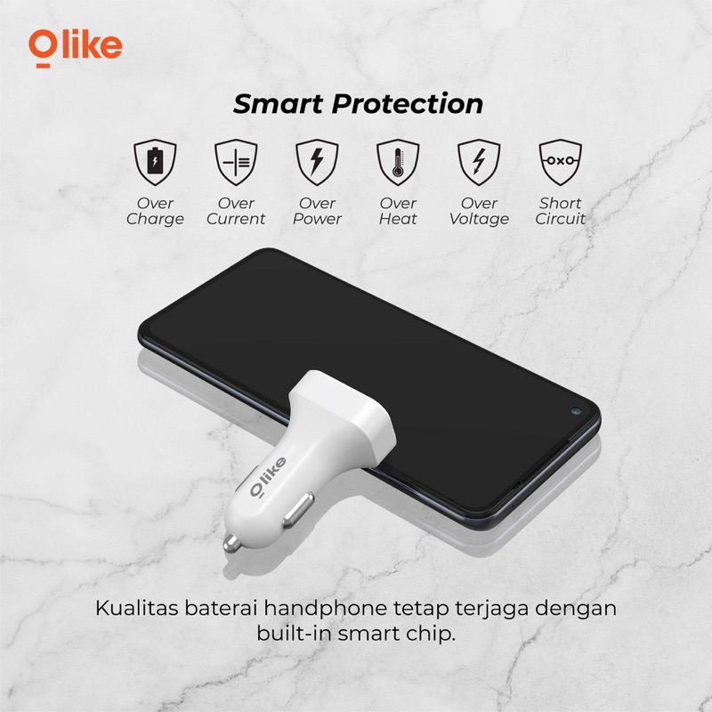 Olike R11 Car Charger 3.0 Quick Charge Travel Size Dual USB Port - Garansi 1 Tahun