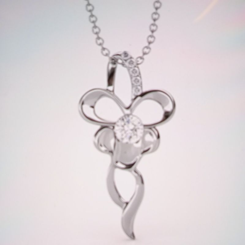 butterfly silver pendant kalung crystal