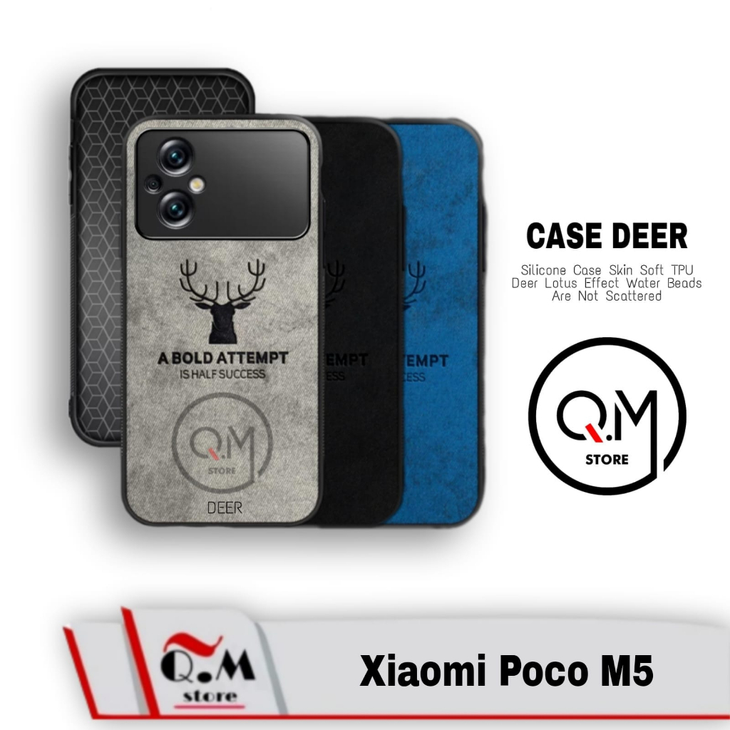 Case Xiaomi Poco M5 Softcase Deer Pelindung Back Cover High Quality Bermotif Cloth Rusa Jens