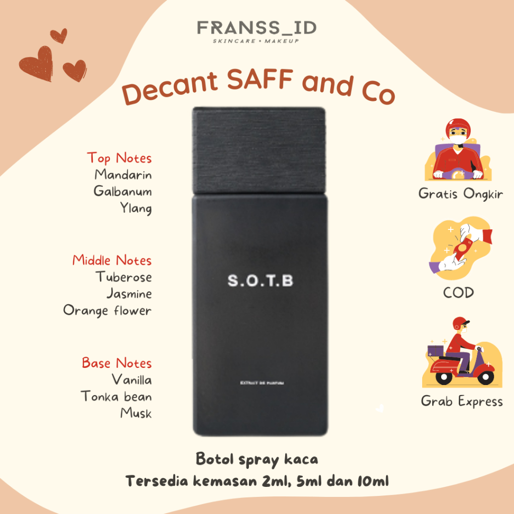 DECANT SAFF AND CO SOTB S.O.T.B Share In Jar Tester Original 2ml 5ml 10ml botol spray