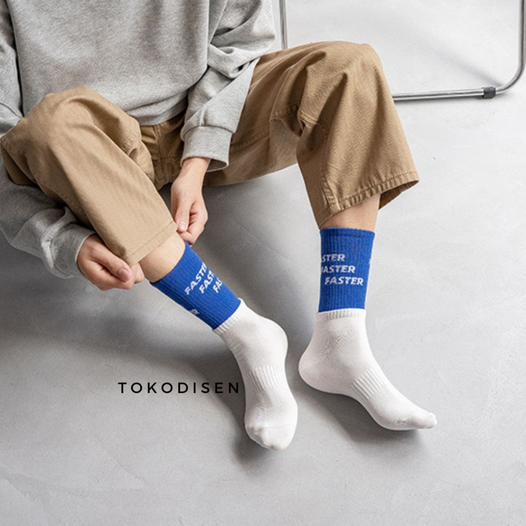 Kaos Kaki Two tone Solid Colored crew socks