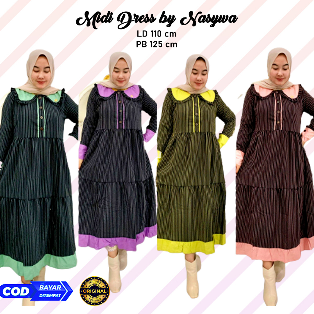 Midi Dress Salur by nasywa Ori Matt Caton LD 110 cm