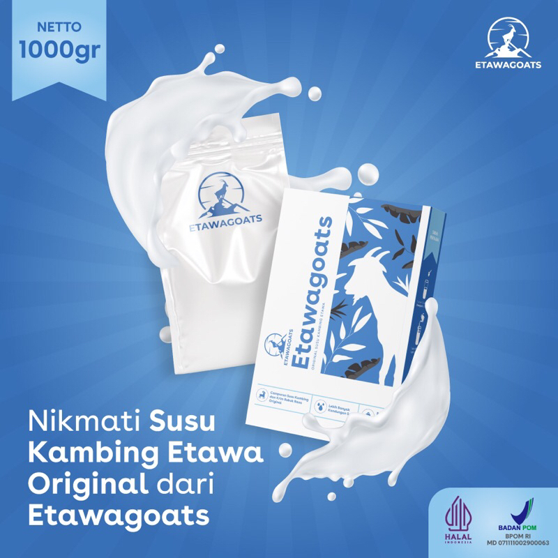 

ETAWAGOATS SUSU KAMBING BUBUK 1000 Gram Sertifikasi 100% HALAL BPOM RI MD
