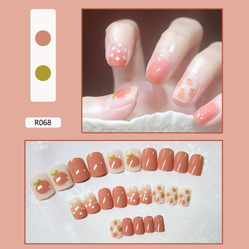 24pcs Set Kuku Palsu dengan lem / Fake Nail Art korea Version / kuku palsu panjang cantik KU040