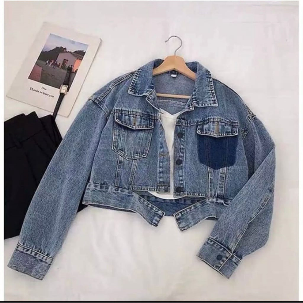 Tamstore Jaket Crop Jeans Wanita Bella