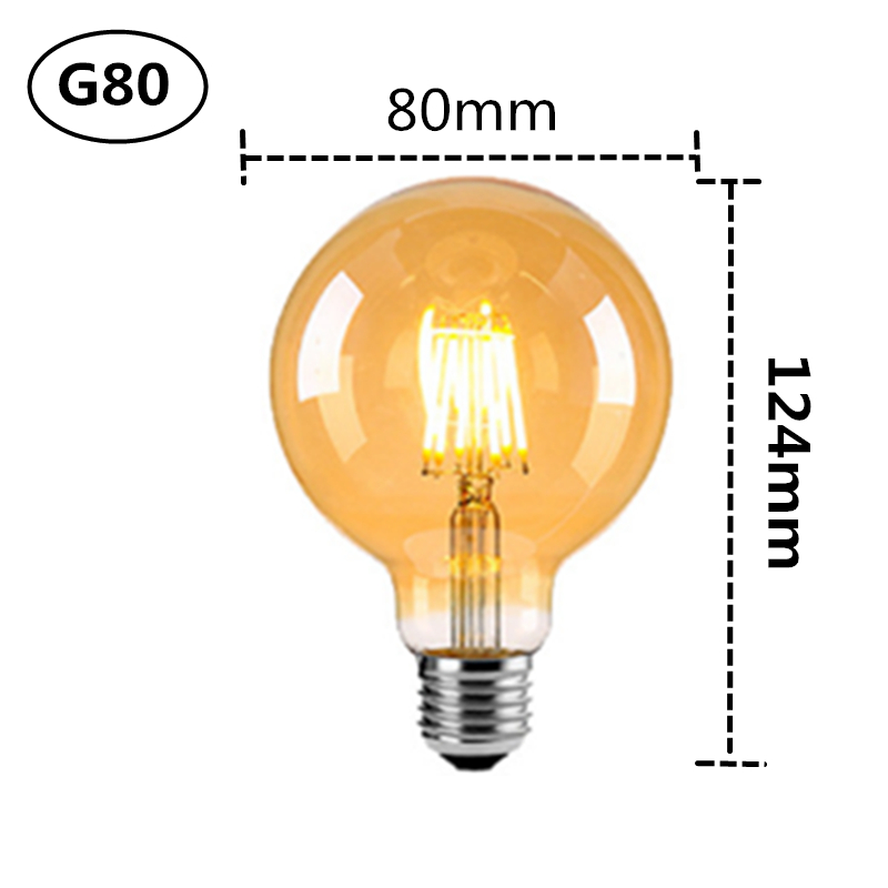 Lampu Pijar Filamen Bohlam Edison Dimmable 4W E27 Warm White - G80 - Brown