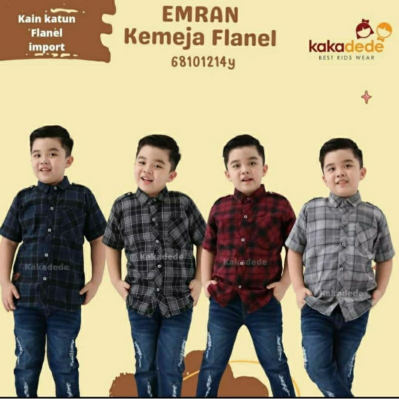 Kemeja Flanel lengan pendek anak laki-laki by Kakadede