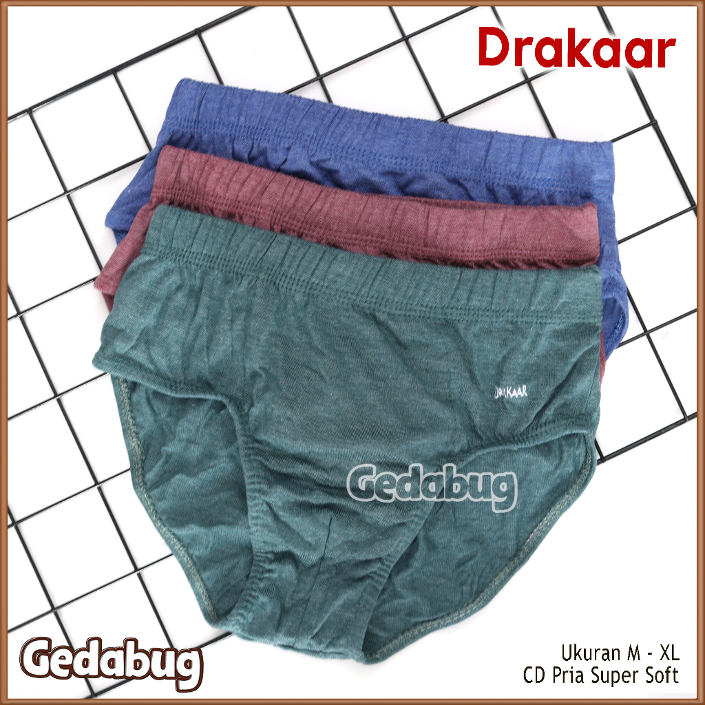 3 Pcs - Celana dalam pria DRAKAAR Mika | CD D&amp;K | Celana Pria dewasa Karet Kerut | Gedabug