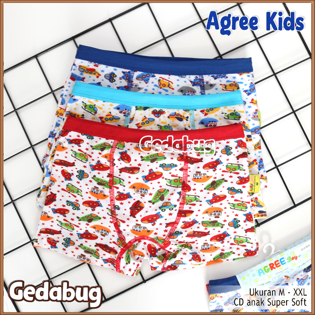 2 Pcs - CD Anak Cowok Agree 6166 Putih / Celana Dalam Anak Cowok Agree boxer | Gedabug