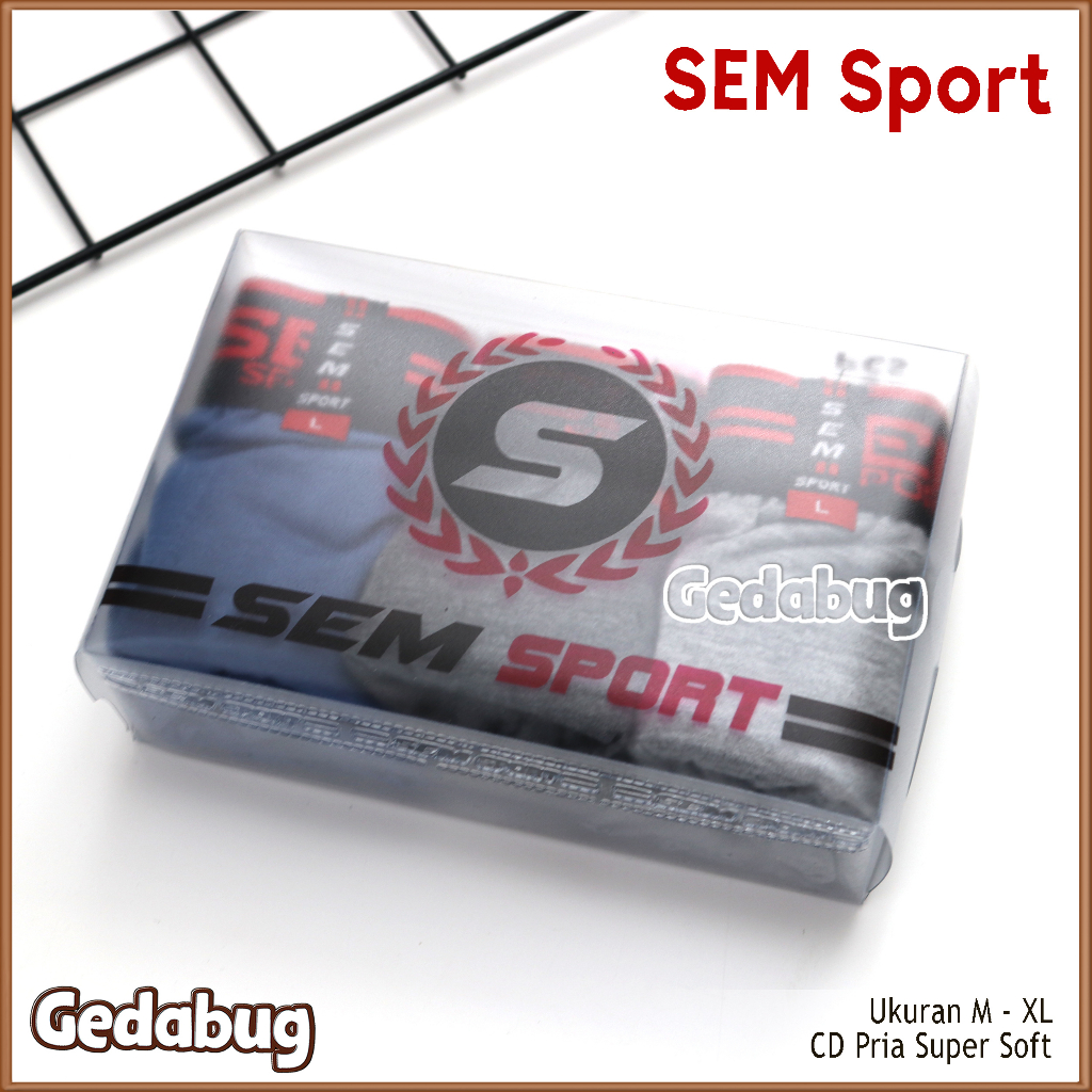 3 Pcs - CD Pria SEM Sport 911 | Celana dalam pria karet Boxer | Gedabug