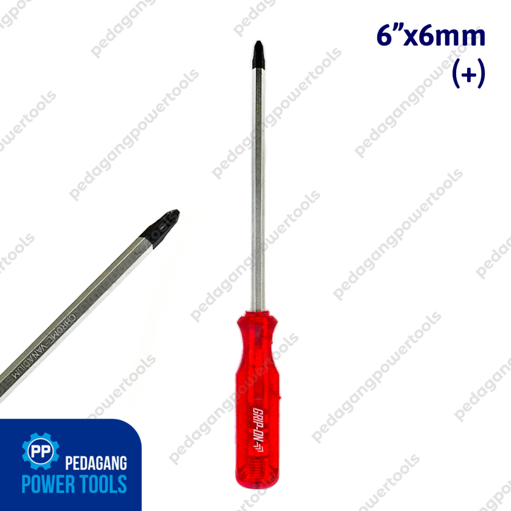 GRIP ON OBENG TEMBUS 6 INCH PLUS KETOK GO THRU IMPACT SCREWDRIVER