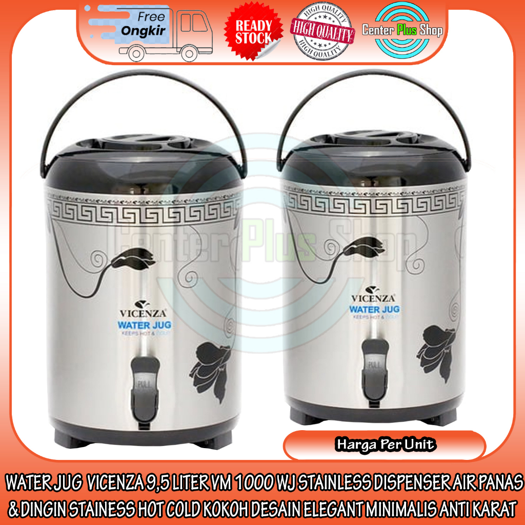 WATERJUG WATER JUG VICENZA 9,5 LITER VM 1000 WJ TERMOS DISPENSER AIR PANAS & DINGIN STAINLES WADAH A