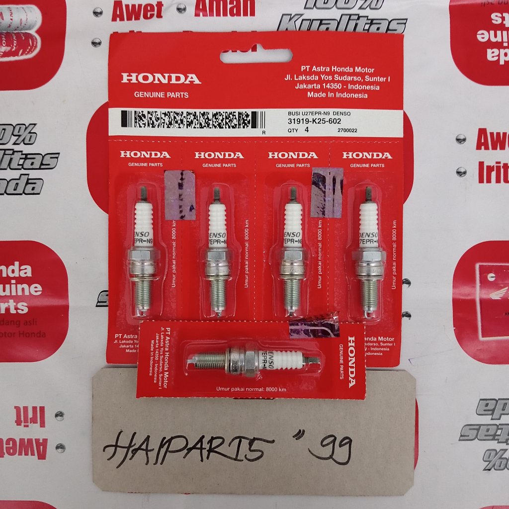 Busi Spark plug DENSO U27EPR-N9 DI JUAL SATUAN Motor beat esp cbr 150 supra gtr original honda 31919