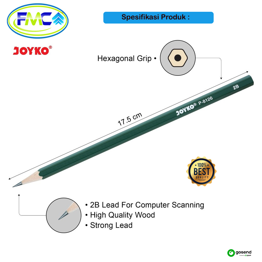 Pensil 2B Joyko Pencil Alat Tulis Ujian Nasional Negara Pensil Kayu Komputer Kaligrafi Sketsa Hexagonal Original