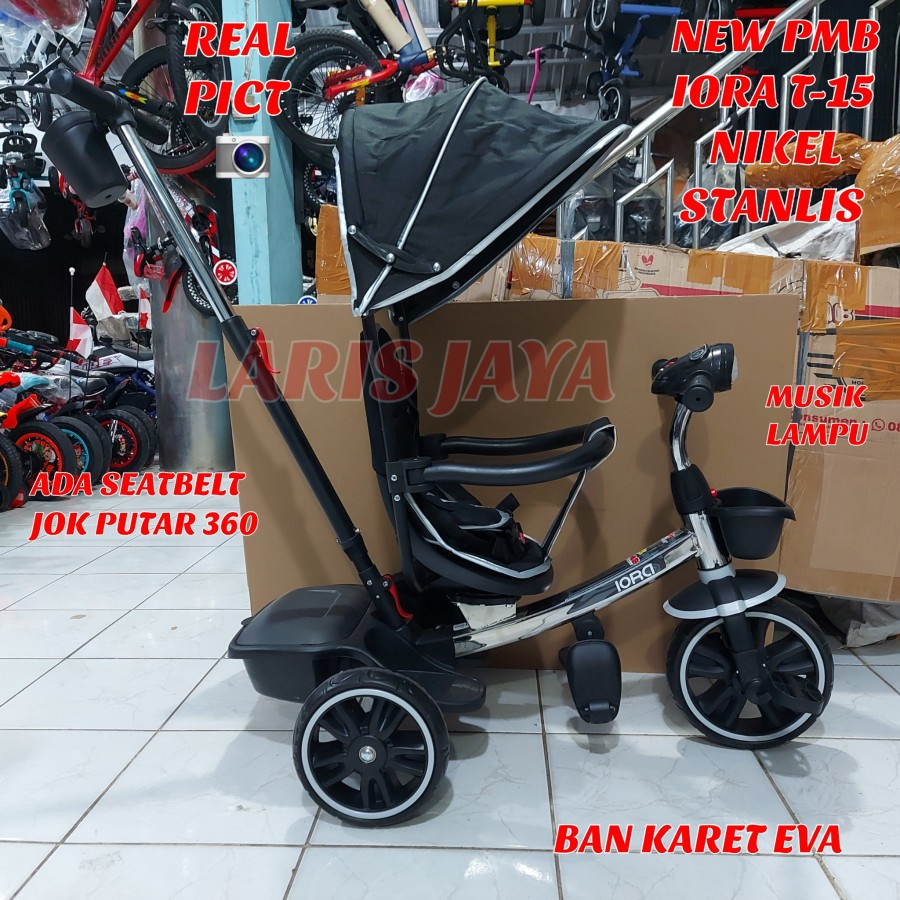 [ BONUS BELL ] sepeda roda tiga anak iora t15 nikel crome sepeda stroller anak IORA