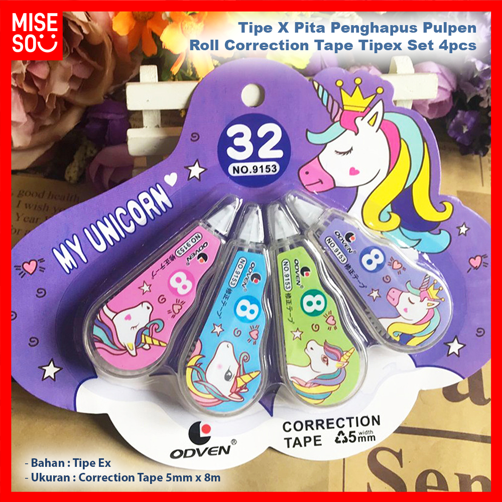 

Tipe X Pita Set 4pcs Penghapus Pulpen Roll Correction Tape Tipex ℳ 966