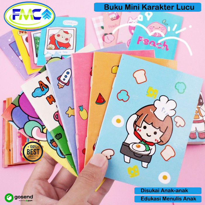 Buku Tulis Mini Lucu Motif Kartun Notebook Mini Buku Catatan Kecil Sticky Notes Pad Karakter