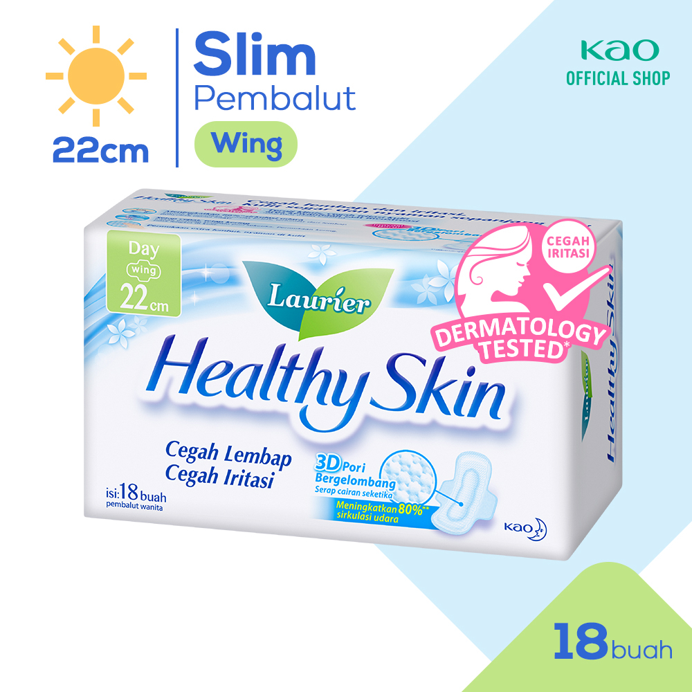 Laurier Healthy Skin Pembalut Wanita Day Irritation Free 22cm Wing Cegah Iritasi Dengan Permukaan Br