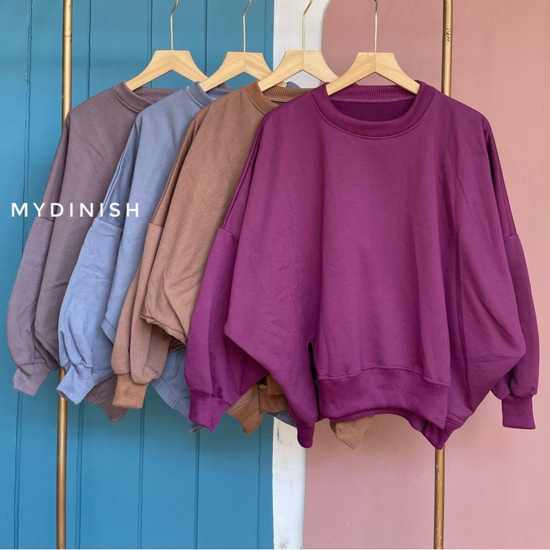 Rini Batwing Oversize - Sweater Polos Kekinian Bahan Fleece