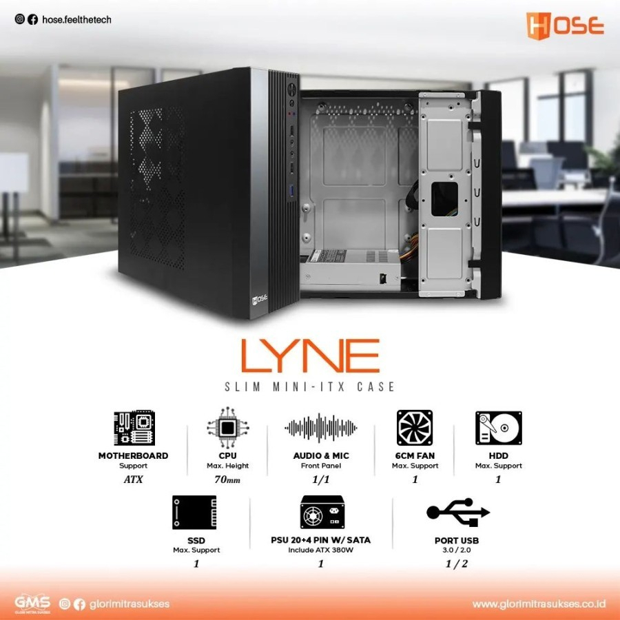 PC Case Hose Lyne Mini Tower M-Atx Include PSU 380Watt
