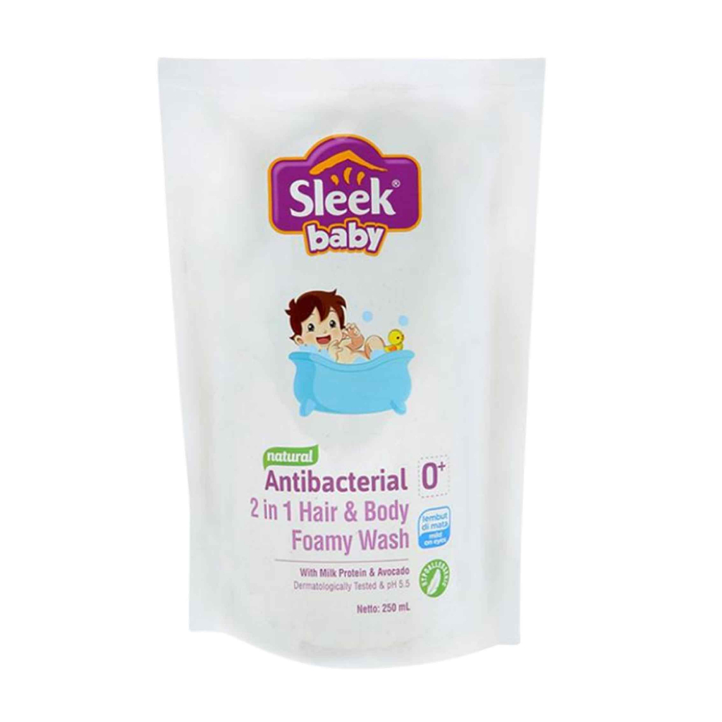 SLEEK BABY NATURAL ANTIBACTERIAL 2 IN 1 HAIR &amp; BODY FOAMY WASH 250ml