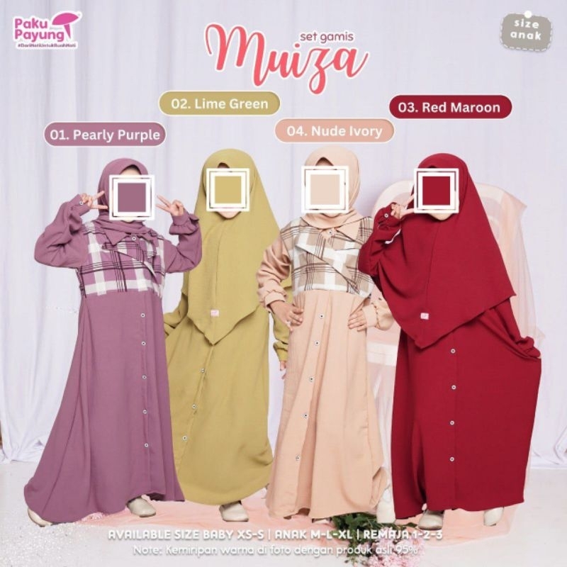 Muizza Gamis Set Anak/ Muiza Setelan Muslim Kids by Paku Payung