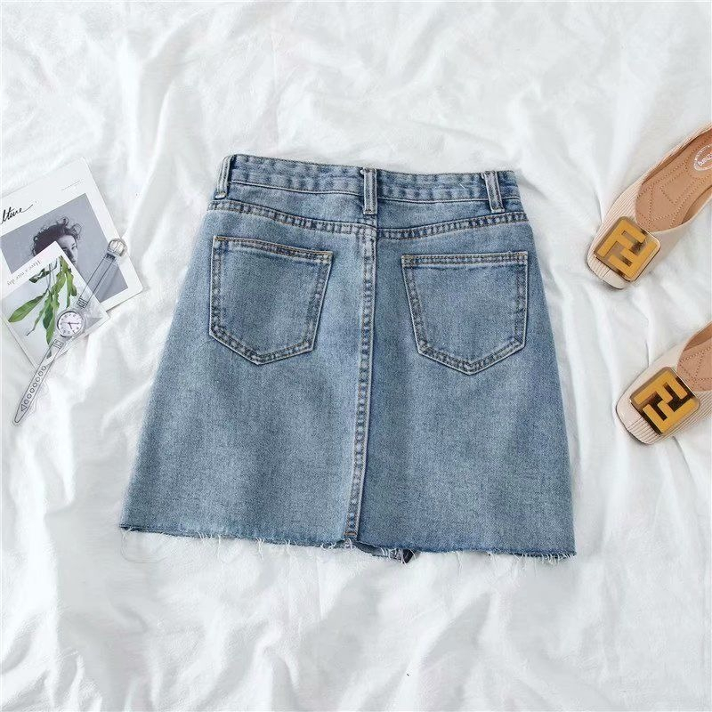 Rok kekinian rok jeans pendek wanita/3/4 rok jumbo korean style high waist rok jeans ripped pendek cewek kekinian ootd