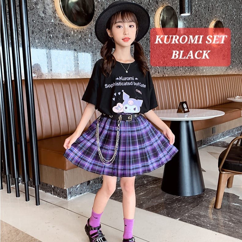 KUROMI SET BLACK BAJU SETELAN ANAK CEWEK SANRIO ALA JEPANG KOREA ANAK REMAJA CEWEK IMPORT