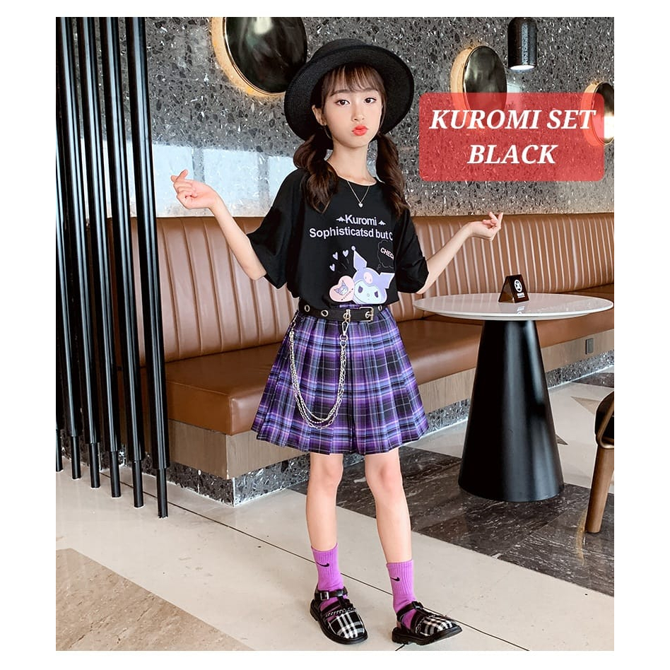 KUROMI SET BLACK BAJU SETELAN ANAK CEWEK SANRIO ALA JEPANG KOREA ANAK REMAJA CEWEK IMPORT