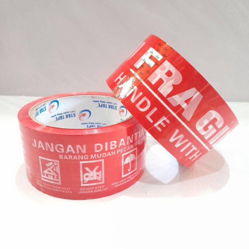 

LAKBAN PACKING FRAGILE MERAH DAN PUTIH